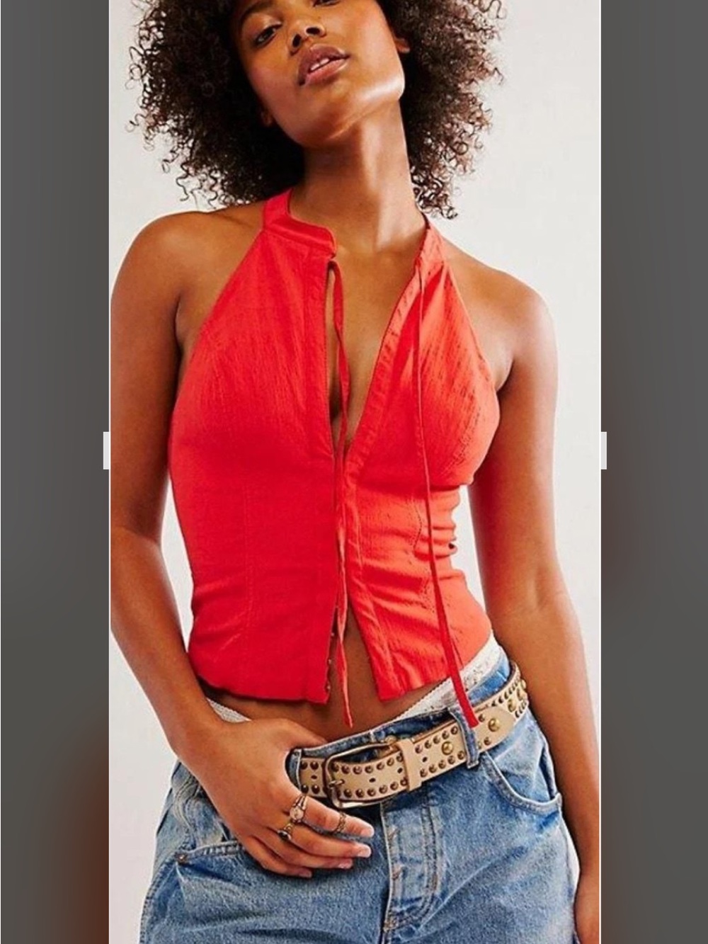 Free People Jessie  Red Halter Top❤️